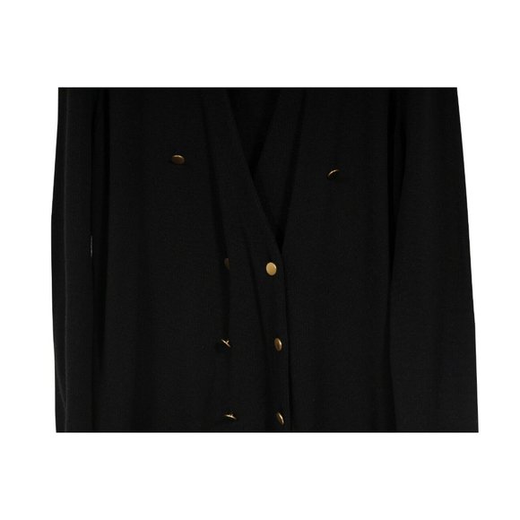 Chloe Black V Neck Wool Double Breasted Gold Button Jumpsuit Romper XS - Picture 5 of 12